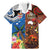 Fiji and Australia Together Family Matching Mermaid Dress and Hawaiian Shirt Fijian Tapa Plants with Kangaroo and Aboriginal - Polynesian Pride