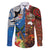 Fiji and Australia Together Family Matching Short Sleeve Bodycon Dress and Hawaiian Shirt Fijian Tapa Plants with Kangaroo and Aboriginal - Polynesian Pride