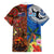 Fiji and Australia Together Family Matching Tank Maxi Dress and Hawaiian Shirt Fijian Tapa Plants with Kangaroo and Aboriginal - Polynesian Pride