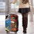 Fiji and Australia Together Luggage Cover Fijian Tapa Plants with Kangaroo and Aboriginal - Polynesian Pride