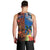 Fiji and Australia Together Men Tank Top Fijian Tapa Plants with Kangaroo and Aboriginal - Polynesian Pride