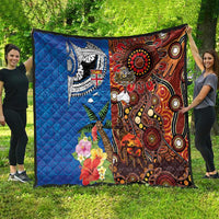 Fiji and Australia Together Quilt Fijian Tapa Plants with Kangaroo and Aboriginal - Polynesian Pride