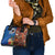 Fiji and Australia Together Shoulder Handbag Fijian Tapa Plants with Kangaroo and Aboriginal - Polynesian Pride