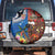 Fiji and Australia Together Spare Tire Cover Fijian Tapa Plants with Kangaroo and Aboriginal - Polynesian Pride