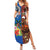 Fiji and Australia Together Summer Maxi Dress Fijian Tapa Plants with Kangaroo and Aboriginal - Polynesian Pride