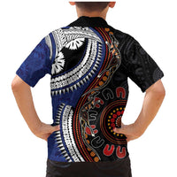 Fiji and Australia Together Family Matching Mermaid Dress and Hawaiian Shirt Kangaroo Aboriginal with Tribal Tapa Hibiscus Half Style - Polynesian Pride