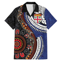 Fiji and Australia Together Family Matching Mermaid Dress and Hawaiian Shirt Kangaroo Aboriginal with Tribal Tapa Hibiscus Half Style - Polynesian Pride