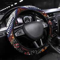 Fiji and Australia Together Steering Wheel Cover Kangaroo Aboriginal with Tribal Tapa Hibiscus Half Style - Polynesian Pride