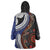 Fiji and Australia Together Wearable Blanket Hoodie Kangaroo Aboriginal with Tribal Tapa Hibiscus Half Style - Polynesian Pride
