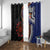 Fiji and Australia Together Window Curtain Kangaroo Aboriginal with Tribal Tapa Hibiscus Half Style - Polynesian Pride