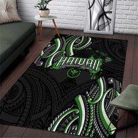 Traditional Art Hawaiian Kakau Tattoos Area Rug Green Color - Polynesian Pride