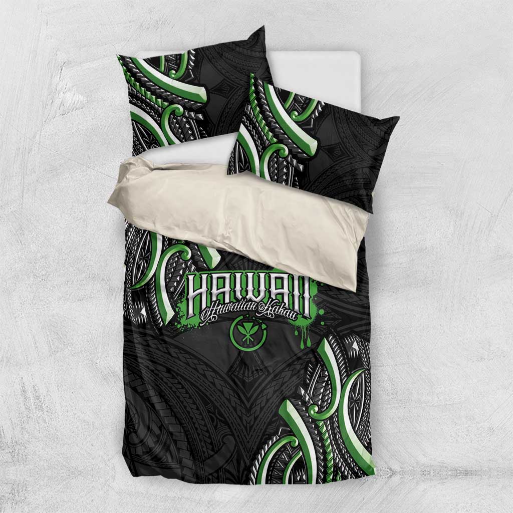 Traditional Art Hawaiian Kakau Tattoos Bedding Set Green Color - Polynesian Pride