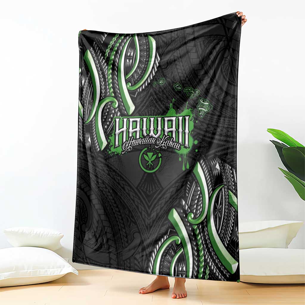Traditional Art Hawaiian Kakau Tattoos Blanket Green Color - Polynesian Pride