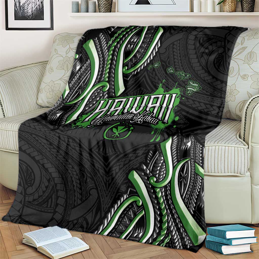 Traditional Art Hawaiian Kakau Tattoos Blanket Green Color - Polynesian Pride