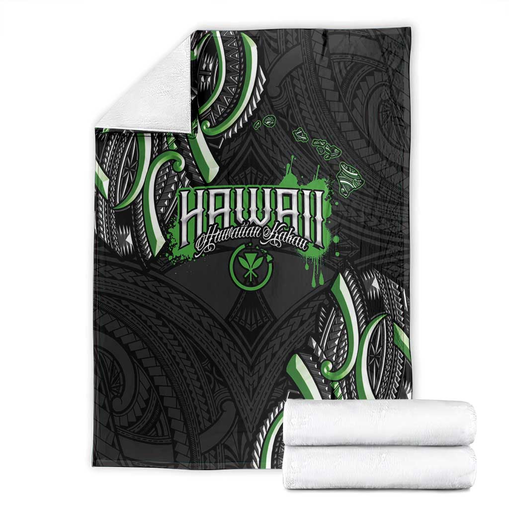 Traditional Art Hawaiian Kakau Tattoos Blanket Green Color - Polynesian Pride