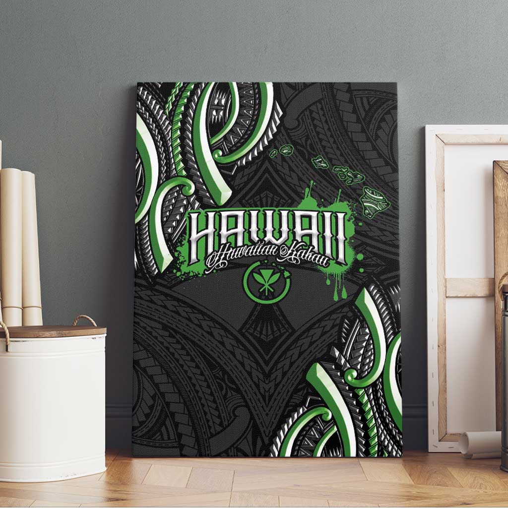 Traditional Art Hawaiian Kakau Tattoos Canvas Wall Art Green Color - Polynesian Pride