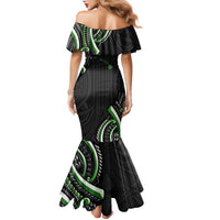 Traditional Art Hawaiian Kakau Tattoos Family Matching Mermaid Dress and Hawaiian Shirt Green Color LT03 - Polynesian Pride