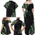 Traditional Art Hawaiian Kakau Tattoos Family Matching Off Shoulder Maxi Dress and Hawaiian Shirt Green Color - Polynesian Pride