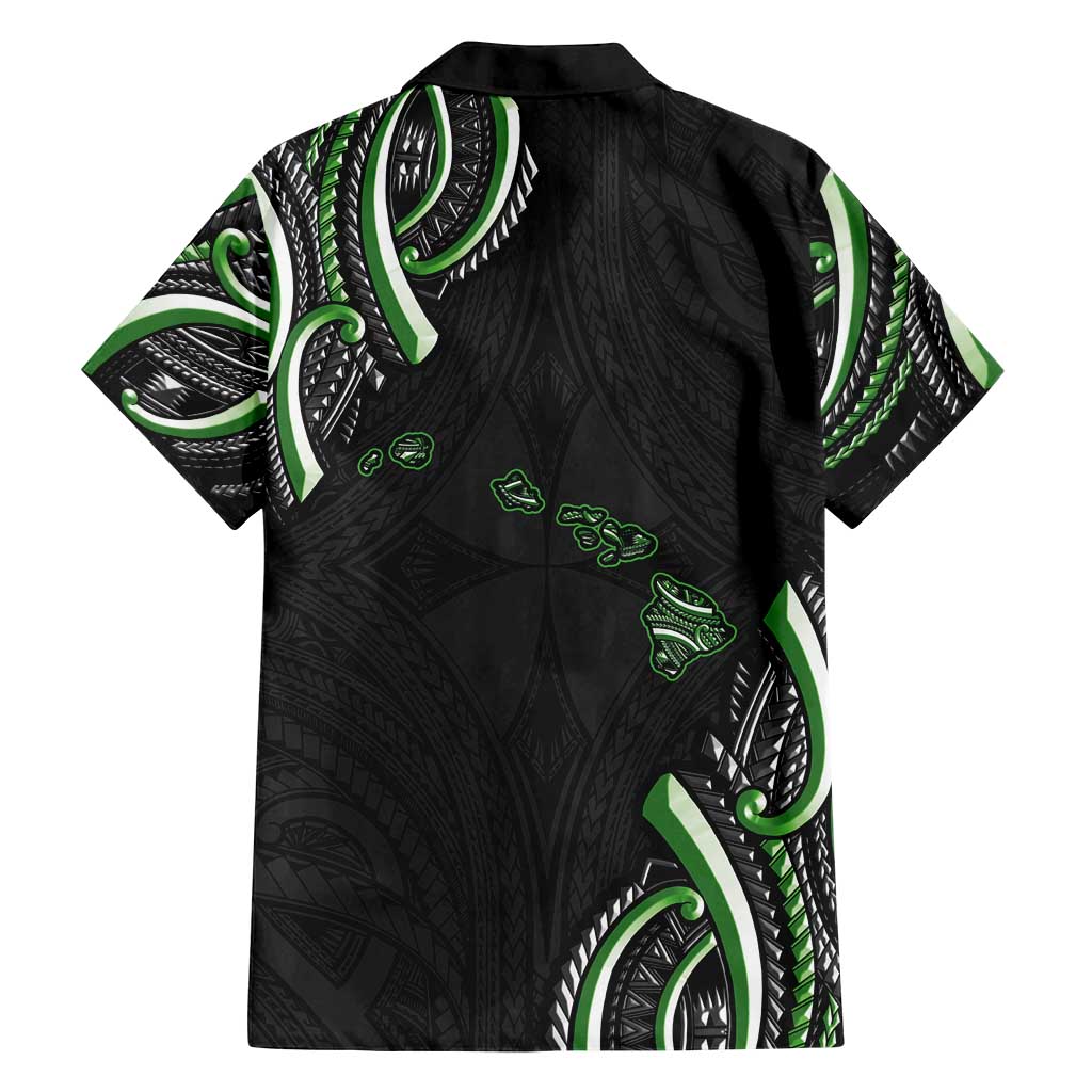 Traditional Art Hawaiian Kakau Tattoos Family Matching Off Shoulder Maxi Dress and Hawaiian Shirt Green Color LT03 - Polynesian Pride