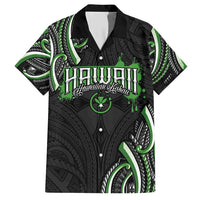 Traditional Art Hawaiian Kakau Tattoos Family Matching Short Sleeve Bodycon Dress and Hawaiian Shirt Green Color LT03 Dad's Shirt - Short Sleeve Green - Polynesian Pride