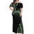 Traditional Art Hawaiian Kakau Tattoos Off Shoulder Maxi Dress Green Color - Polynesian Pride