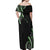 Traditional Art Hawaiian Kakau Tattoos Off Shoulder Maxi Dress Green Color - Polynesian Pride