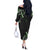 Traditional Art Hawaiian Kakau Tattoos Off The Shoulder Long Sleeve Dress Green Color - Polynesian Pride
