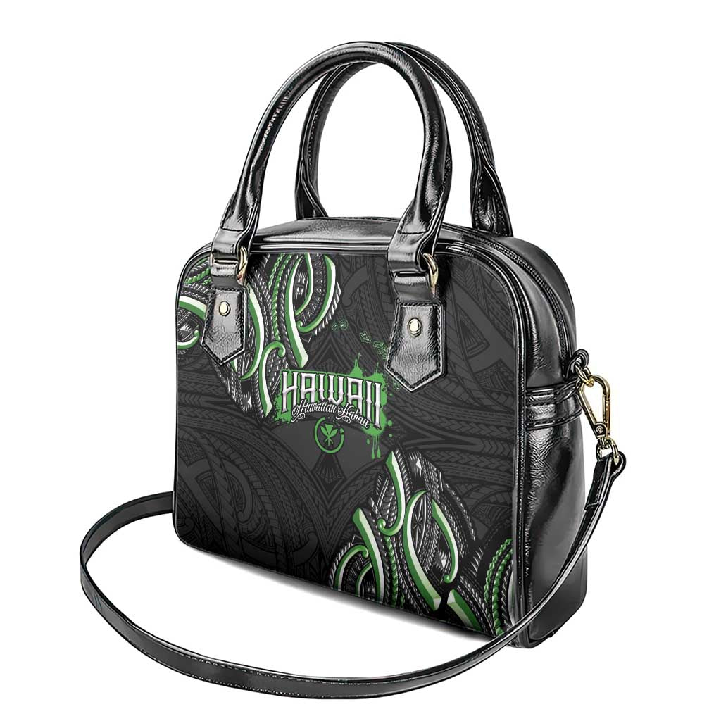 Traditional Art Hawaiian Kakau Tattoos Shoulder Handbag Green Color - Polynesian Pride
