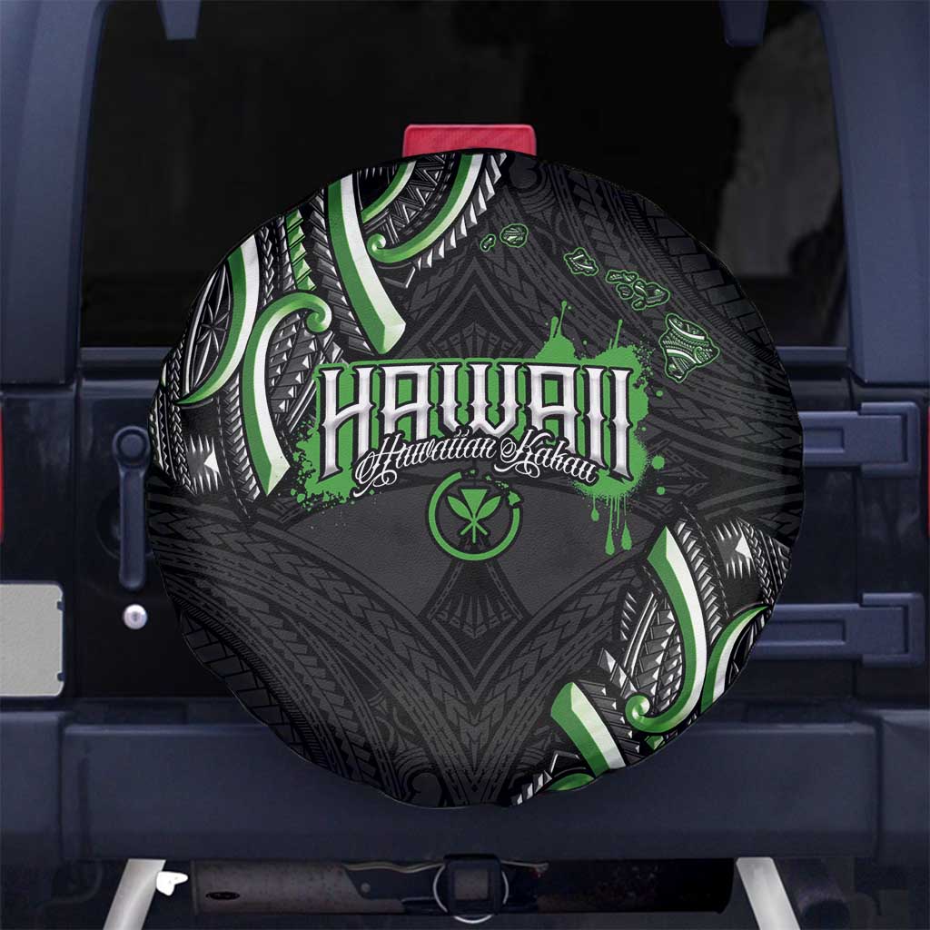 Traditional Art Hawaiian Kakau Tattoos Spare Tire Cover Green Color - Polynesian Pride