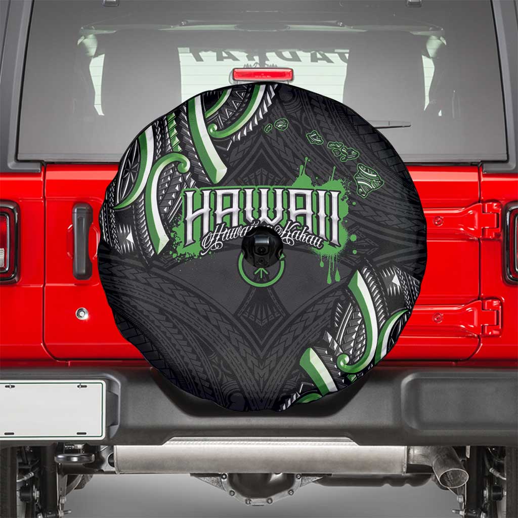 Traditional Art Hawaiian Kakau Tattoos Spare Tire Cover Green Color - Polynesian Pride