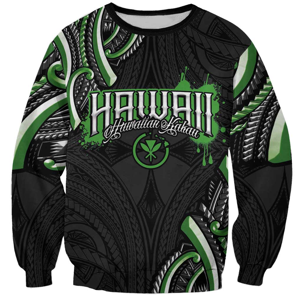 Traditional Art Hawaiian Kakau Tattoos Sweatshirt Green Color - Polynesian Pride