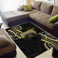 Traditional Art Hawaiian Kakau Tattoos Area Rug Yellow Color - Polynesian Pride
