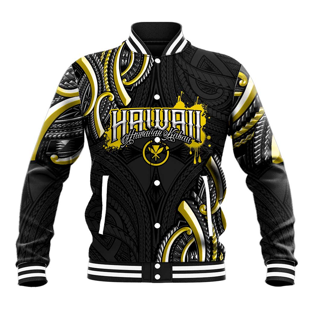 Traditional Art Hawaiian Kakau Tattoos Baseball Jacket Yellow Color - Polynesian Pride