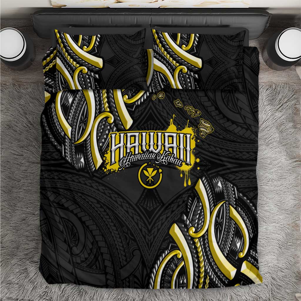 Traditional Art Hawaiian Kakau Tattoos Bedding Set Yellow Color - Polynesian Pride