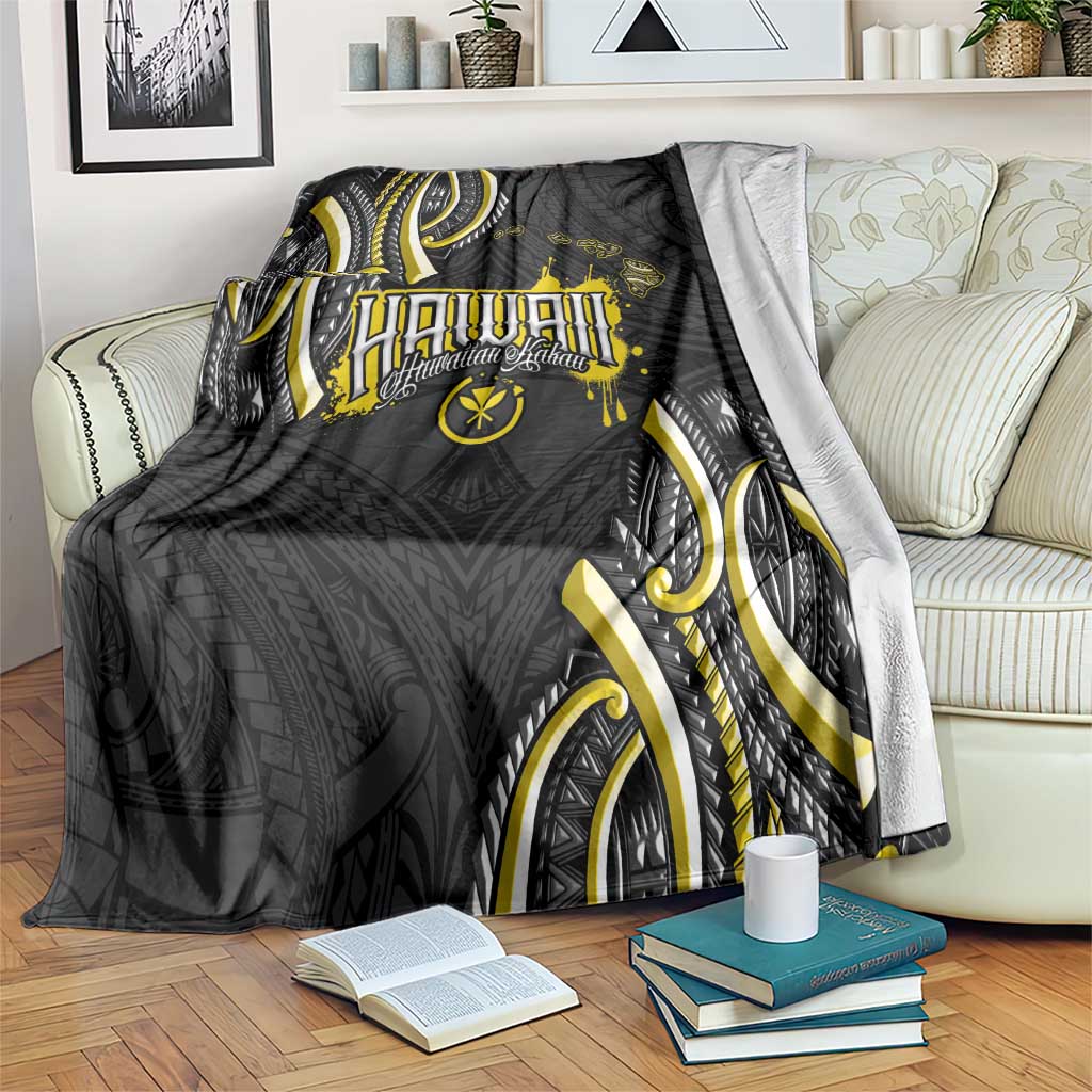 Traditional Art Hawaiian Kakau Tattoos Blanket Yellow Color - Polynesian Pride