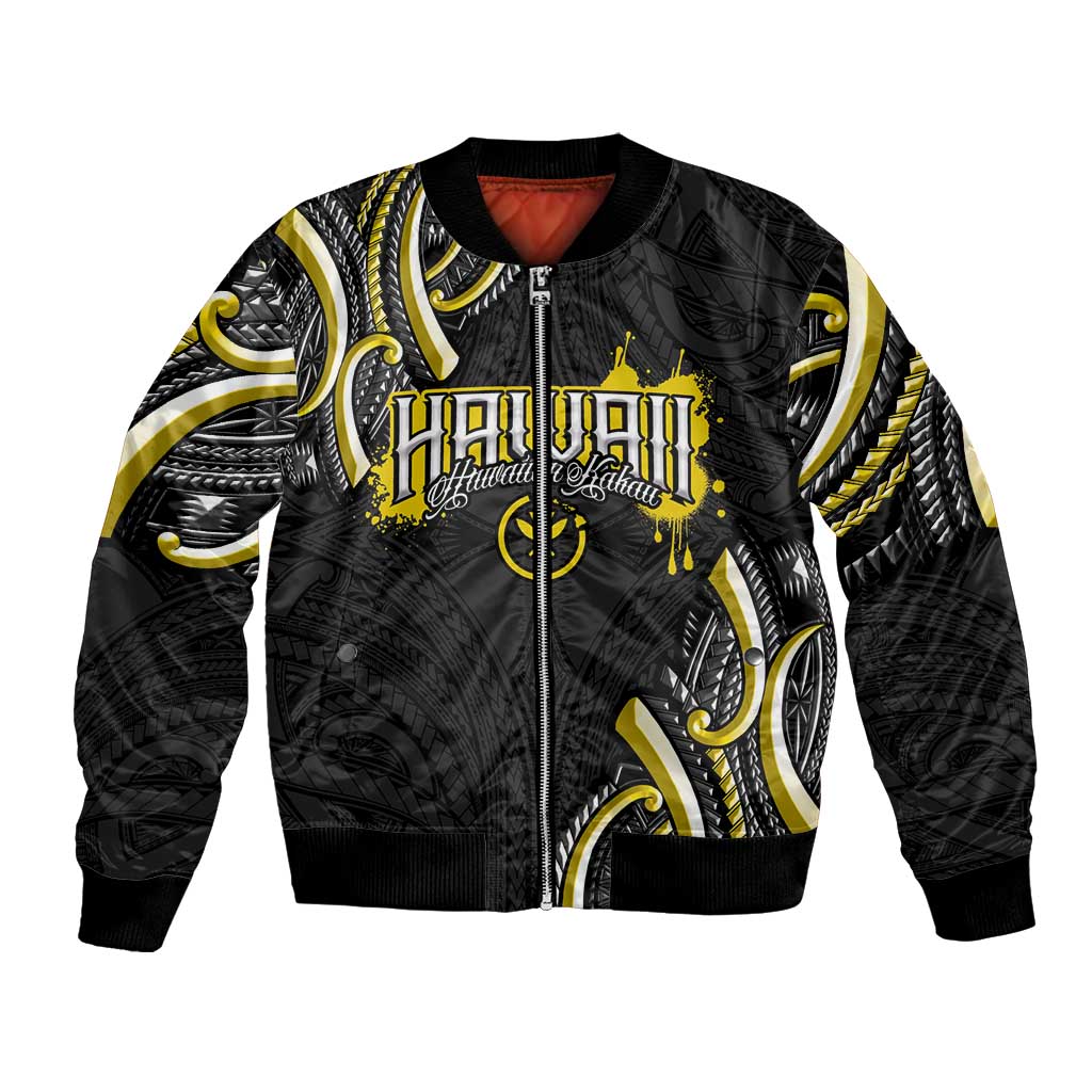 Traditional Art Hawaiian Kakau Tattoos Bomber Jacket Yellow Color - Polynesian Pride