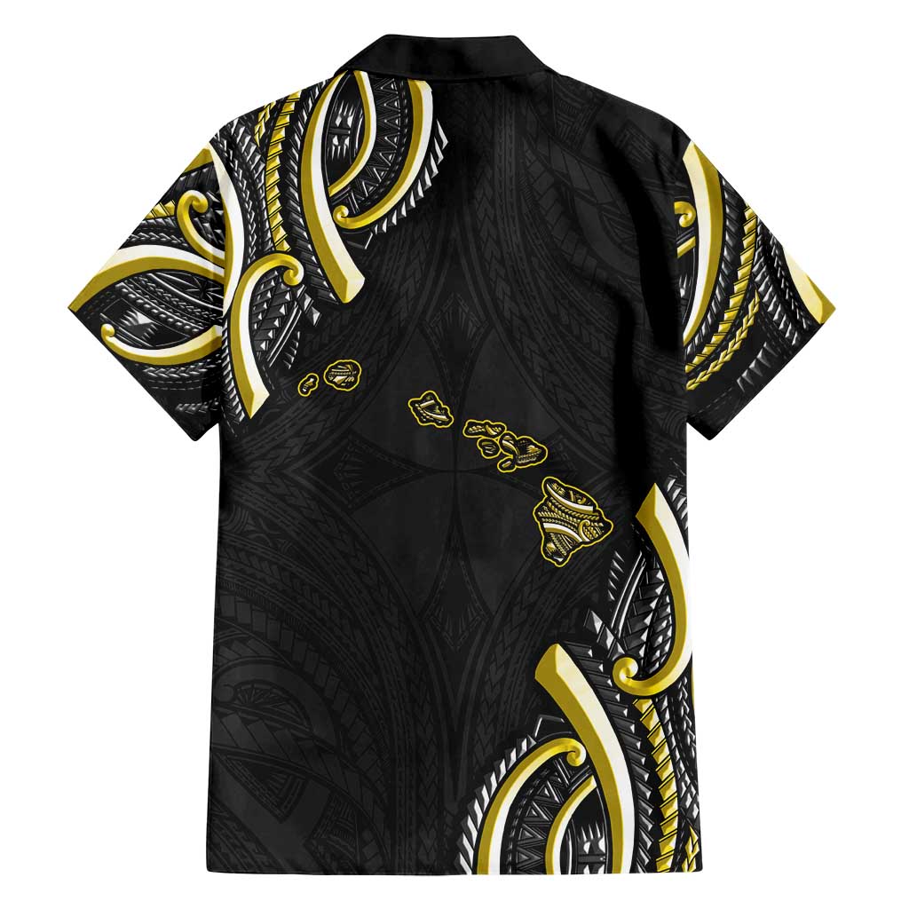 Traditional Art Hawaiian Kakau Tattoos Family Matching Long Sleeve Bodycon Dress and Hawaiian Shirt Yellow Color LT03 - Polynesian Pride