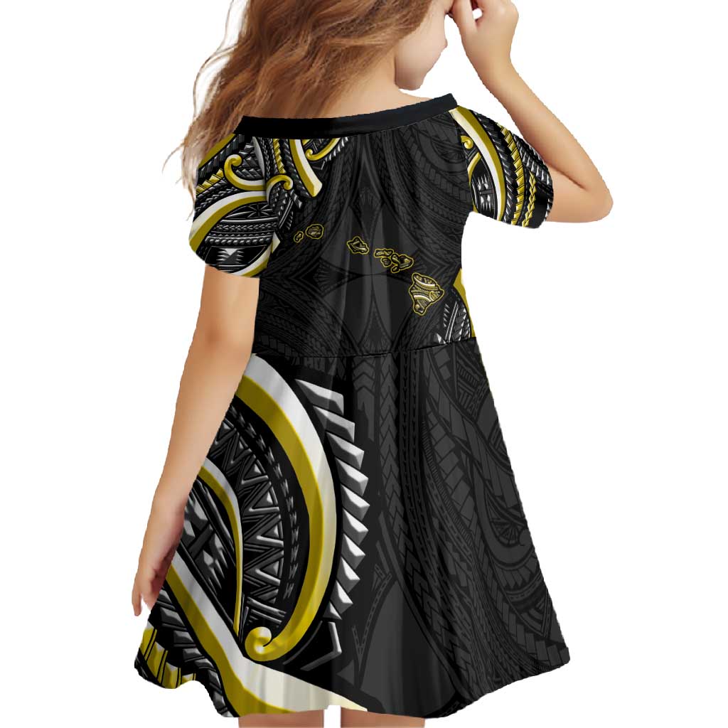 Traditional Art Hawaiian Kakau Tattoos Family Matching Mermaid Dress and Hawaiian Shirt Yellow Color LT03 - Polynesian Pride