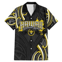 Traditional Art Hawaiian Kakau Tattoos Family Matching Mermaid Dress and Hawaiian Shirt Yellow Color LT03 Dad's Shirt - Short Sleeve Yellow - Polynesian Pride