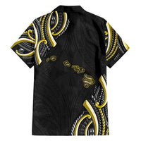 Traditional Art Hawaiian Kakau Tattoos Family Matching Off Shoulder Maxi Dress and Hawaiian Shirt Yellow Color LT03 - Polynesian Pride