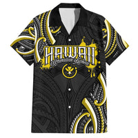 Traditional Art Hawaiian Kakau Tattoos Family Matching Off Shoulder Short Dress and Hawaiian Shirt Yellow Color LT03 Dad's Shirt - Short Sleeve Yellow - Polynesian Pride