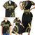 Traditional Art Hawaiian Kakau Tattoos Family Matching Short Sleeve Bodycon Dress and Hawaiian Shirt Yellow Color - Polynesian Pride