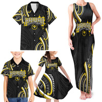 Traditional Art Hawaiian Kakau Tattoos Family Matching Tank Maxi Dress and Hawaiian Shirt Yellow Color - Polynesian Pride