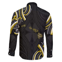 Traditional Art Hawaiian Kakau Tattoos Family Matching Tank Maxi Dress and Hawaiian Shirt Yellow Color - Polynesian Pride