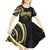 Traditional Art Hawaiian Kakau Tattoos Kid Short Sleeve Dress Yellow Color - Polynesian Pride