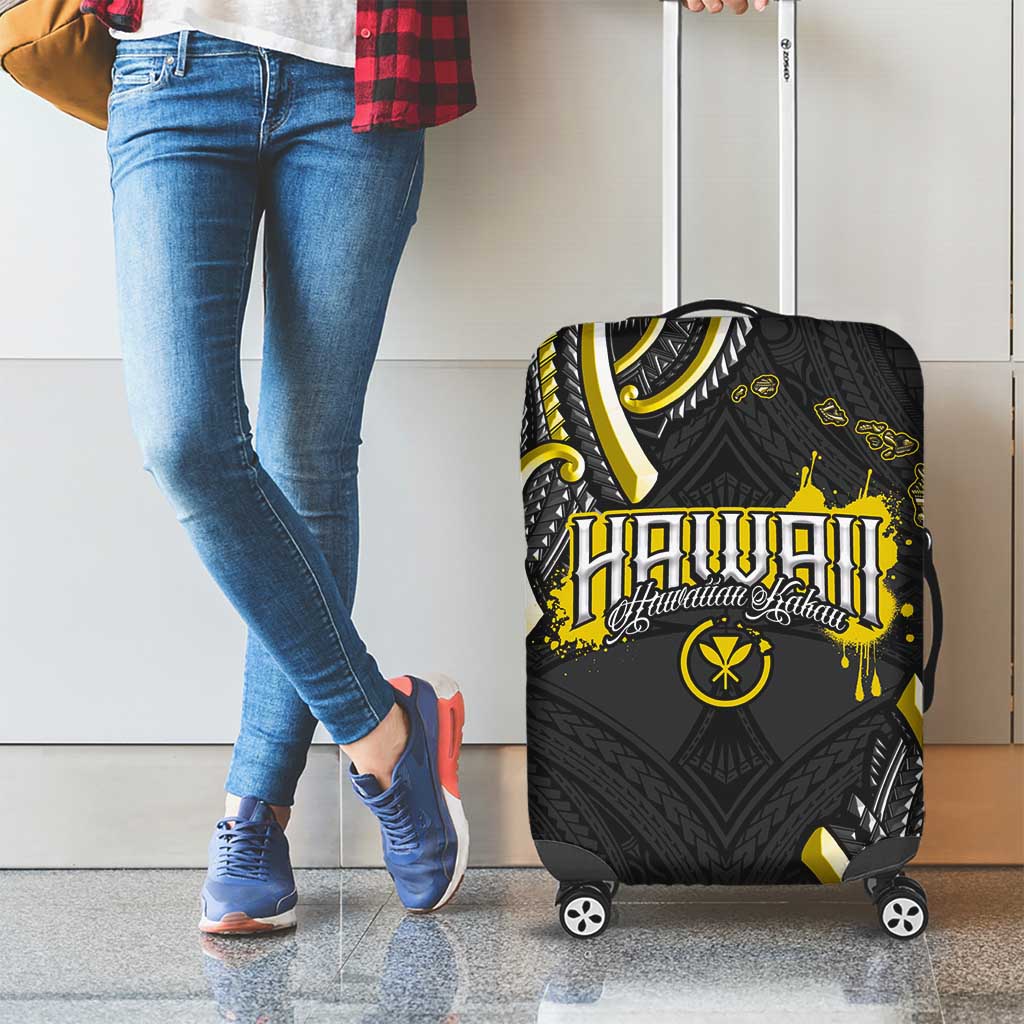 Traditional Art Hawaiian Kakau Tattoos Luggage Cover Yellow Color - Polynesian Pride
