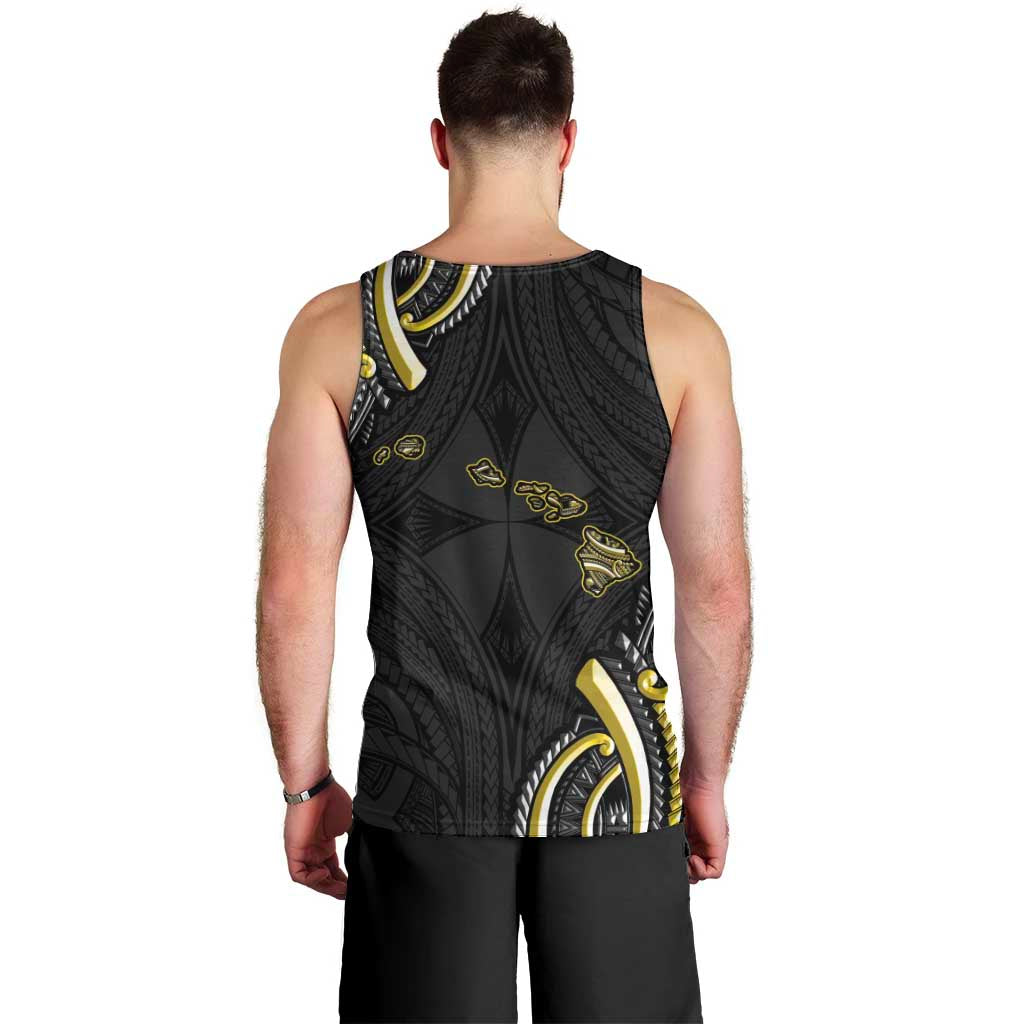 Traditional Art Hawaiian Kakau Tattoos Men Tank Top Yellow Color - Polynesian Pride