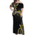 Traditional Art Hawaiian Kakau Tattoos Off Shoulder Maxi Dress Yellow Color - Polynesian Pride