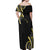 Traditional Art Hawaiian Kakau Tattoos Off Shoulder Maxi Dress Yellow Color - Polynesian Pride