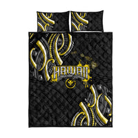 Traditional Art Hawaiian Kakau Tattoos Quilt Bed Set Yellow Color - Polynesian Pride